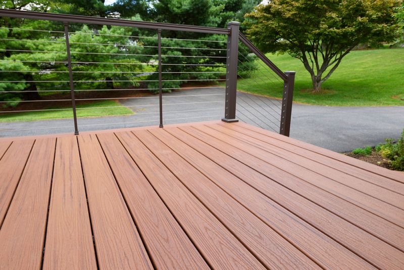 composite deck floor up close with railing